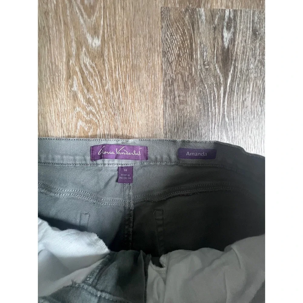 Gloria Vanderbilt Amanda Jeans Women 14 Green Excellent High Rise Tapered Leg